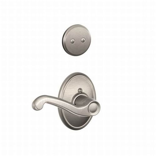 Left Hand Flair Lever with Wakefield Rose Dummy Interior Trim Satin Nickel Finish