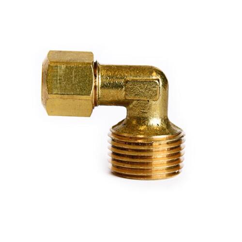 90 Degree Street Elbow 1/4" Compression X 3/8" D MPT Brass - pack of 5