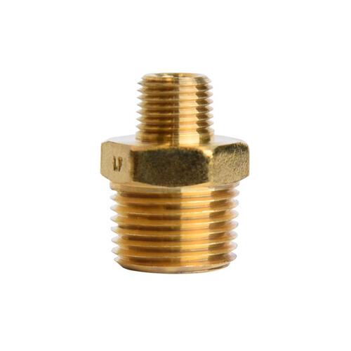 Reducing Hex Nipple 3/8" MPT X 1/8" D MPT Brass