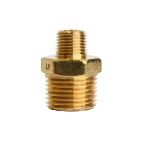 Reducing Hex Nipple 3/8" MPT X 1/8" D MPT Brass - pack of 5