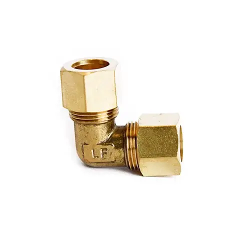 90 Degree Elbow 1/2" Compression X 1/2" D Compression Yellow Brass