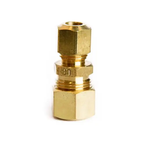 Reducing Union 3/8" Compression X 1/4" D Compression Yellow Brass