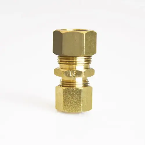 Union 5/8" Compression X 1/2" D Compression Yellow Brass