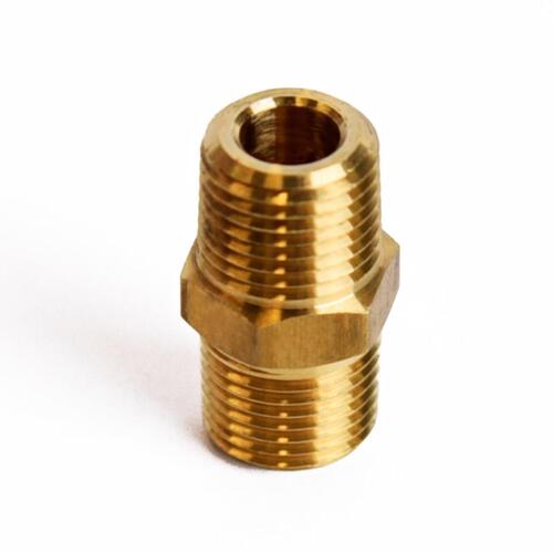 Hex Nipple 1/8" MPT X 1/8" D MPT Yellow Brass