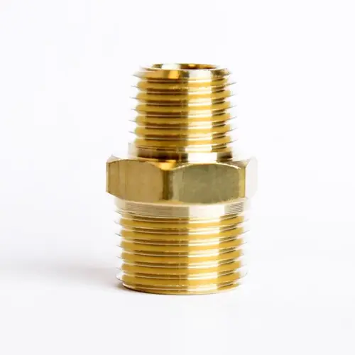 Reducing Hex Nipple 3/8" MPT X 1/4" D MPT Brass - pack of 5