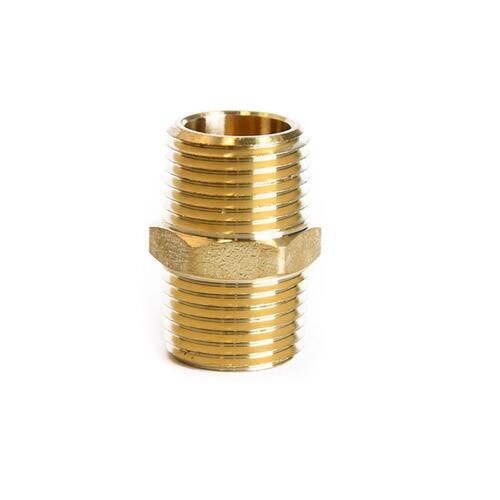 Hex Nipple 1/2" MPT X 1/2" D MPT Brass