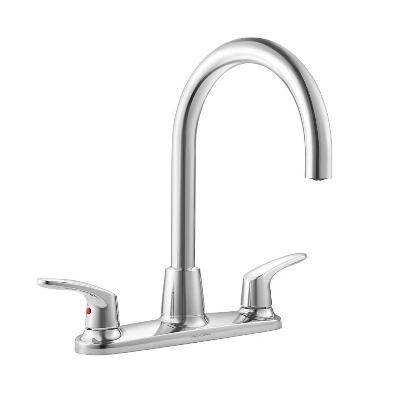 American Standard 7074550.002 COLONY PRO TWO-HANDLE KITCHEN FAUCET WITH HIGH-ARC BRASS SWIVEL SPOUT Polished Chrome