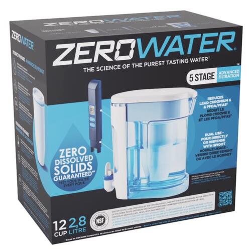 ZeroWater ZP-012-RR-2 Water Filtration Pitcher Ready-Read 96 oz Blue/White Blue/White