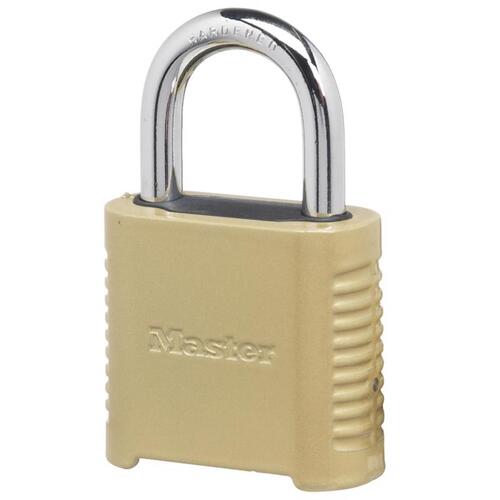 Padlock 1.13" H X 2" W X 6.56" L Steel 4-Dial Combination Gold