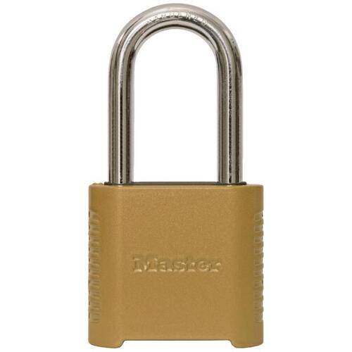 Padlock 1.13" H X 2" W X 6.5" L Steel 4-Digit Combination Gold