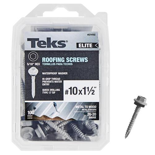 Roofing Screws No. 10 X 1-1/2" L Hex Drive Hex Washer Head