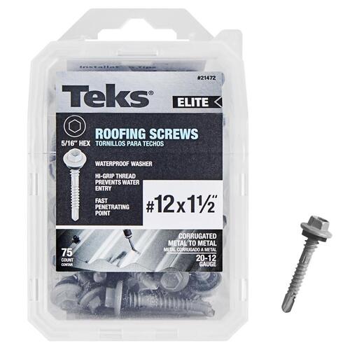 Roofing Screws No. 12 X 1-1/2" L Hex Drive Hex Washer Head