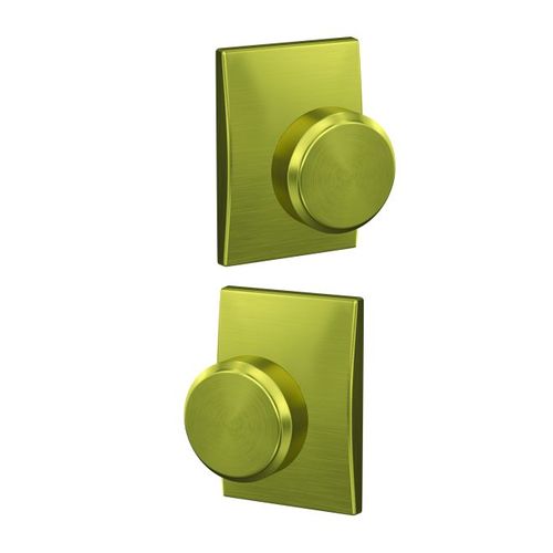 Bowery Knob with Century Rose Non Turning Dummy Lock Satin Brass Finish