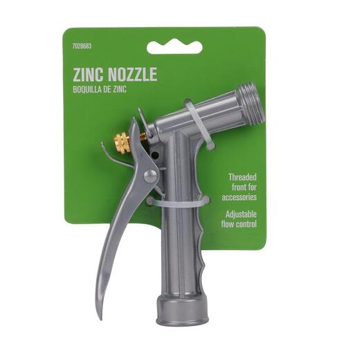 Hose Nozzle Adjustable Shower and Stream Metal Silver