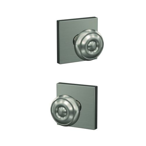 Georgian Knob with Collins Rose Non Turning Dummy Lock Satin Nickel Finish