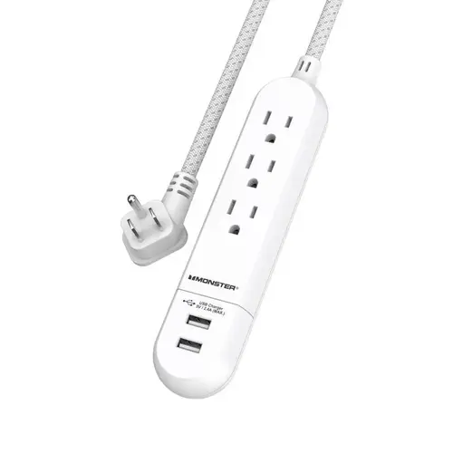 Monster 1705 Power Strip Just Power It Up 4 ft. L 3 outlets White White