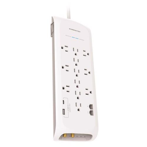 Surge Protector w/USB Just Power it Up 6 ft. L 12 outlets White 4050 J White