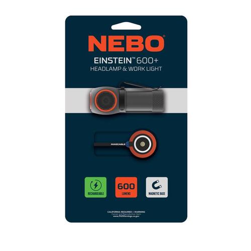 Nebo NEB-HLP-1008 Head Lamp Einstein 600 lm Black/Gray LED Black/Gray