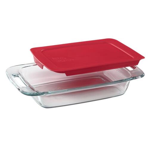 Pyrex 1090948 Baking Dish Easy Grab 8" W X 14" L Clear/Red Clear/Red