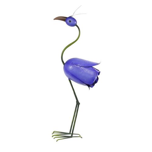 ALPINE QEL674HH Statue Iron Blue 33" Rose Flamingo Blue