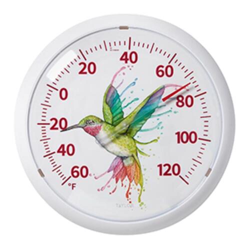 Dial Thermometer Hummingbird Plastic White 13.25" White