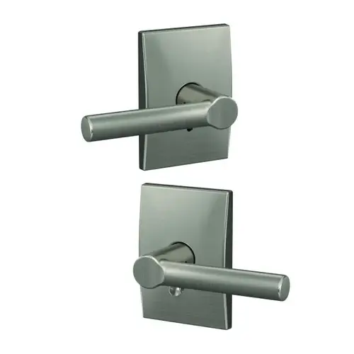 Broadway Lever with Century Rose Passage and Privacy Lock with 16600 Latch and 10027 Strike Satin Nickel Finish