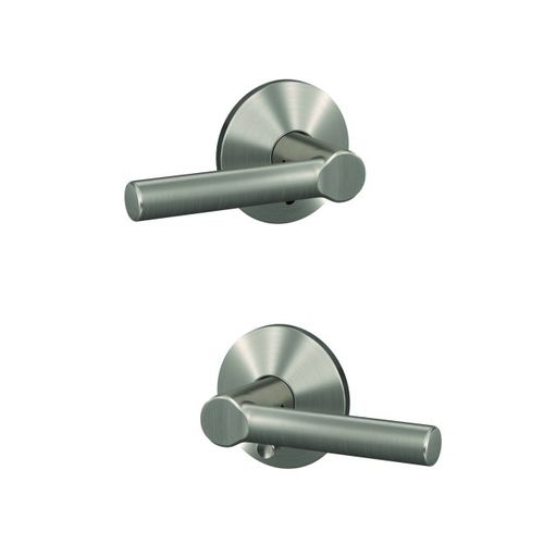 Broadway Lever with Kinsler Rose Passage and Privacy Lock with 16600 Latch and 10027 Strike Satin Nickel Finish