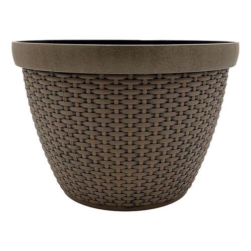 Classic Home & Garden 2014D-825P Planter 9.84" H X 13.78" D Plastic Jake - Teak Brown Brown