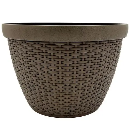 Planter 11.02" H X 15.75" D Plastic Jake - Teak Brown Brown