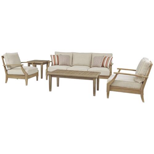 Patio Set Clare View 5 pc Brown Wood Beige