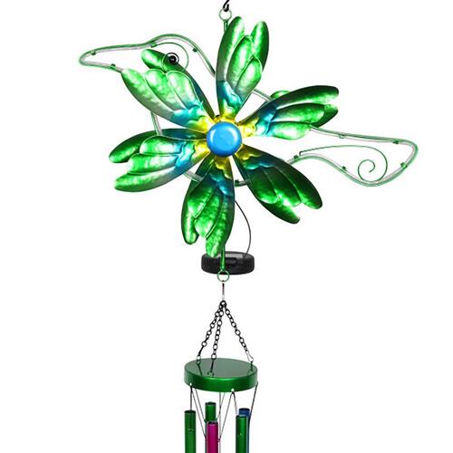 Wind Chime Multi-color Metal 41" Hummingbird Multi-color