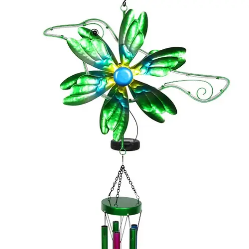 Wind Chime Multi-color Metal 41" Hummingbird Multi-color