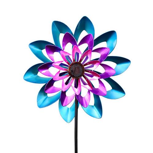 Exhart 19030-RB-A Garden Stake Spinner Multicolored Metal 26" H Pinwheel Multicolored