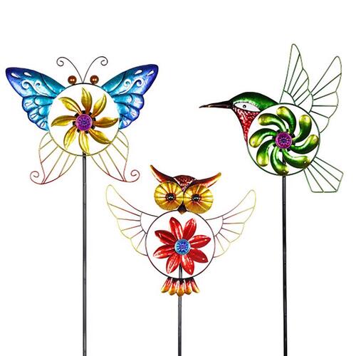 Exhart 55258-A Garden Stake Spinner Assorted Metal 51" H Birds Assorted