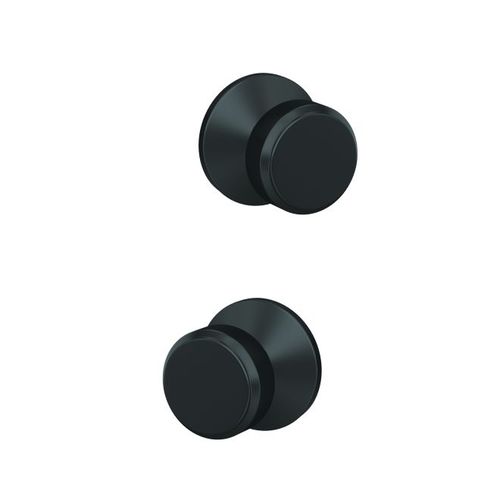 Bowery Knob with Kinsler Rose Passage and Privacy Lock with 16600 Latch and 10027 Strike Matte Black Finish