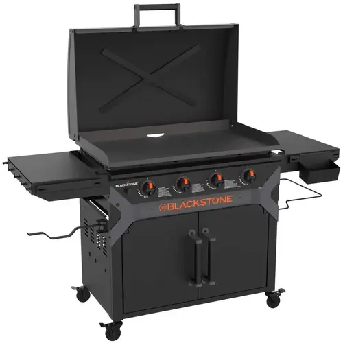 Outdoor Griddle with Hood 4 Burner Liquid Propane Black Black