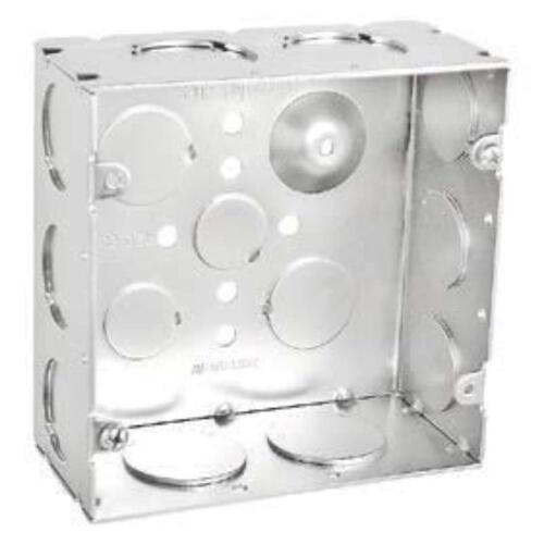 Electrical Box New Work 42 cu in Square Galvanized Steel Silver Silver