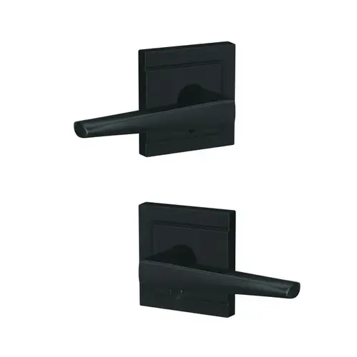 Eller Lever with Upland Rose Passage and Privacy Lock with 16600 Latch and 10027 Strike Matte Black Finish