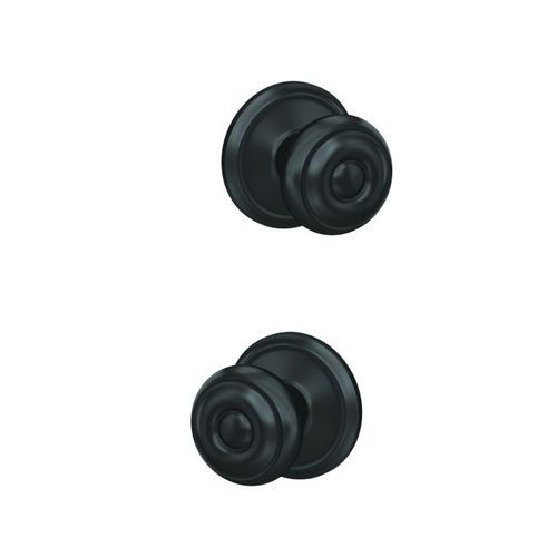 Georgian Knob with Alden Rose Passage and Privacy Lock with 16600 Latch and 10027 Strike Matte Black Finish
