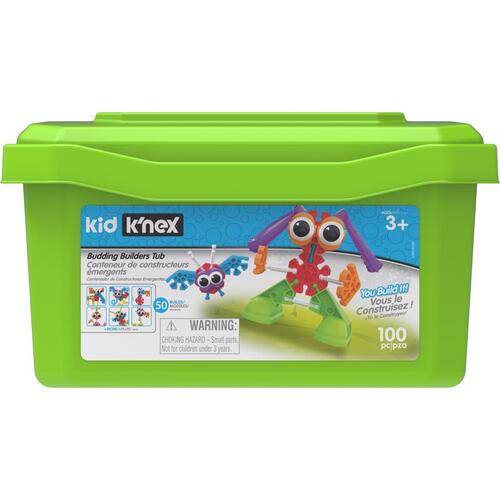 K'Nex KNX 85618 Building Set Toy Budding Builders Tub Plastic 100 pc