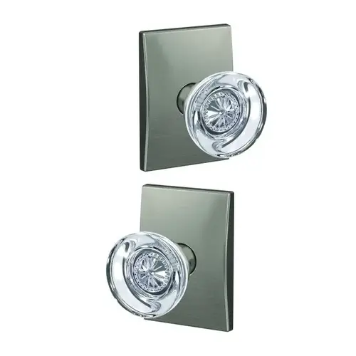 Hobson Knob with Century Rose Passage and Privacy Lock with 16600 Latch and 10027 Strike Satin Nickel Finish