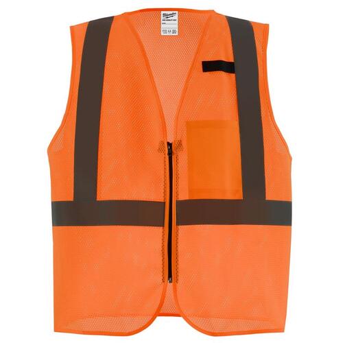 Safety Vest ANSI Type R/Class 2 Reflective Mesh/One Pocket High Visibility Orange L/XL High Visibility Orange