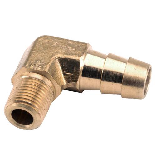 90 Degree Elbow 1/2" Hose Barb in. X 3/8" D MPT Brass