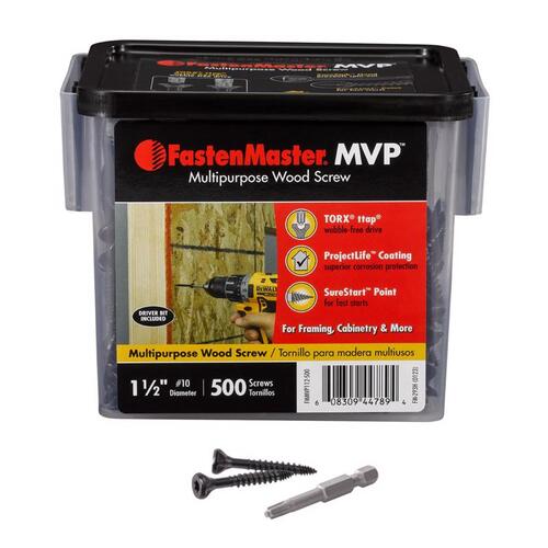 FastenMaster FMMVP112-500 Wood Screws MVP 1-1/2" L Torx Ttap Self-Tapping