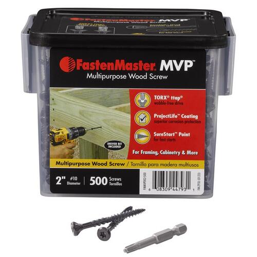 FastenMaster FMMVP002-500 Wood Screws MVP 2" L Torx Ttap Self-Tapping
