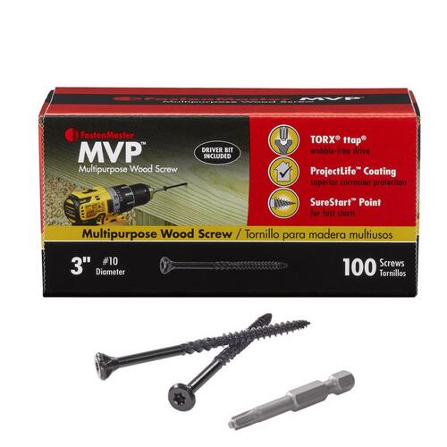 FastenMaster FMMVP003-100 Wood Screws MVP 3" L Torx Ttap Self-Tapping