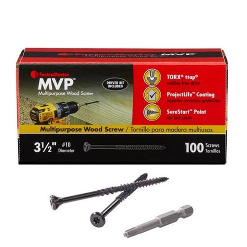 FastenMaster FMMVP312-100 Wood Screws MVP 3-1/2" L Torx Ttap Self-Tapping