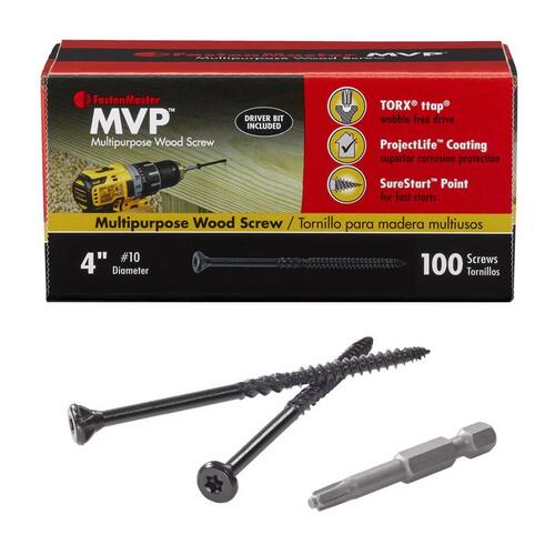FastenMaster FMMVP004-100 Wood Screws MVP 4" L Torx Ttap Self-Tapping