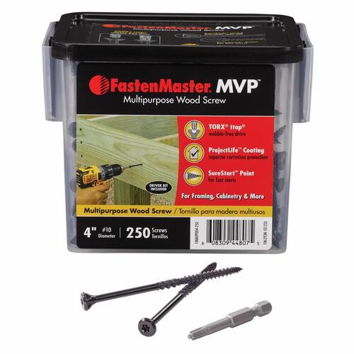 FastenMaster FMMVP004-250 Wood Screws MVP 4" L Torx Ttap Self-Tapping