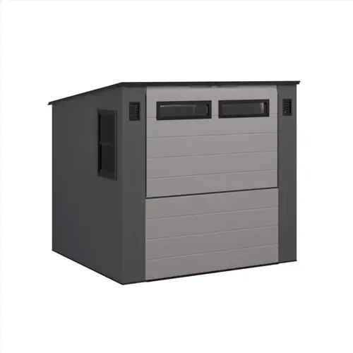 Storage Shed 8 ft. x 7 ft. Resin Standard Pent with Floor Kit Gray